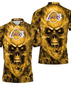Los Angeles Lakers Nba Fans Skull Polo Shirt