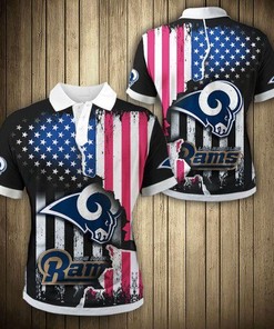Los Angeles Rams American Flag Polo Shirt Gift for NFL Fans