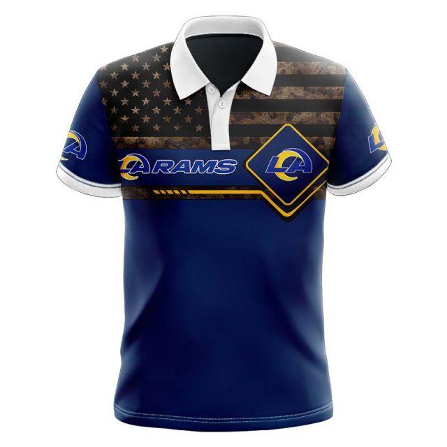 Los Angeles Rams American Flag Polo Shirt for Fans