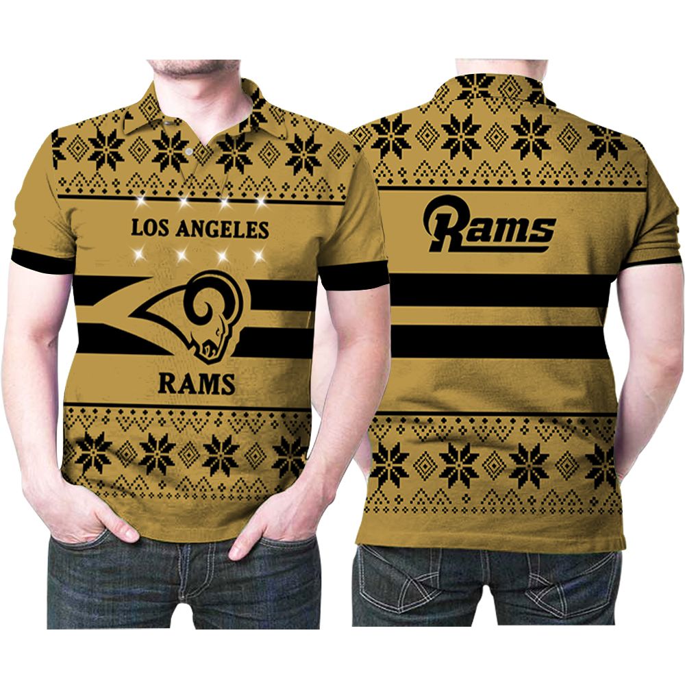 Los Angeles Rams Twinkle Ugly Christmas Style 3D Printed Gift For Los Angeles Rams Fan Polo Shirt