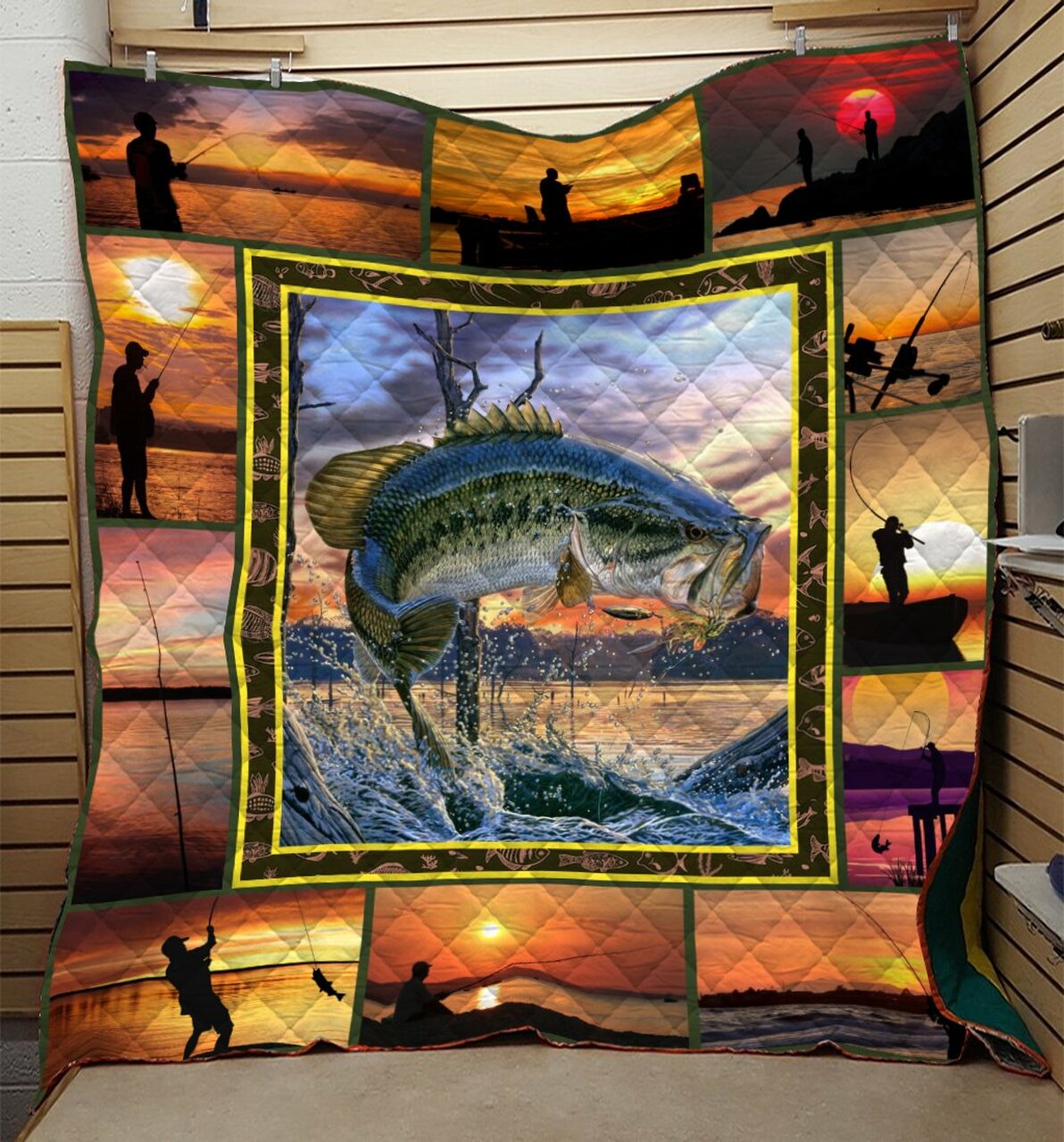 Love Fishing Personalized Quilt Blanket Bedding Set for Home Decoration and Family Gifts