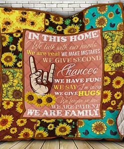 Love Messages Sign Language Personalized Quilt Bedding Set for Home Decoration and Family Gifts