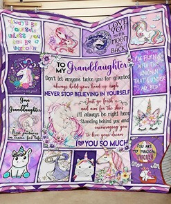 Love My Unicorn Granddaughter Quilt Bedding Set for Bedroom Decoration