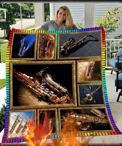 Love Saxophone Like Personalized Quilt Blanket Bedding Set for Bedroom Decor and Family Gifts