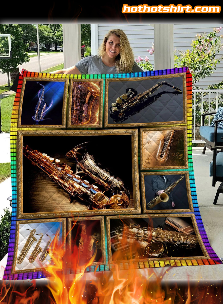 Love Saxophone Like Personalized Quilt Blanket Bedding Set for Bedroom Decor and Family Gifts
