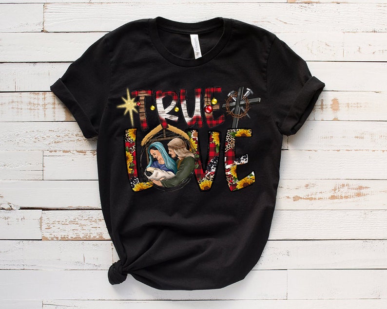 Love True Christmas T-Shirt - Bethlehem Nativity Miracle Jesus Design - Image 2