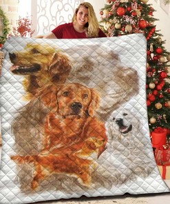 Lovely Golden Retriever Quilt Bedding Set for Your Home Decor - Great for Family Gifts