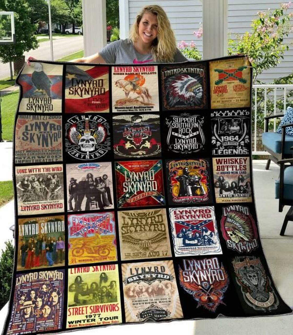 Lynyrd Skynyrd Personalized Quilt Blanket Bedding Set for Bedroom Decor and Family Gifts