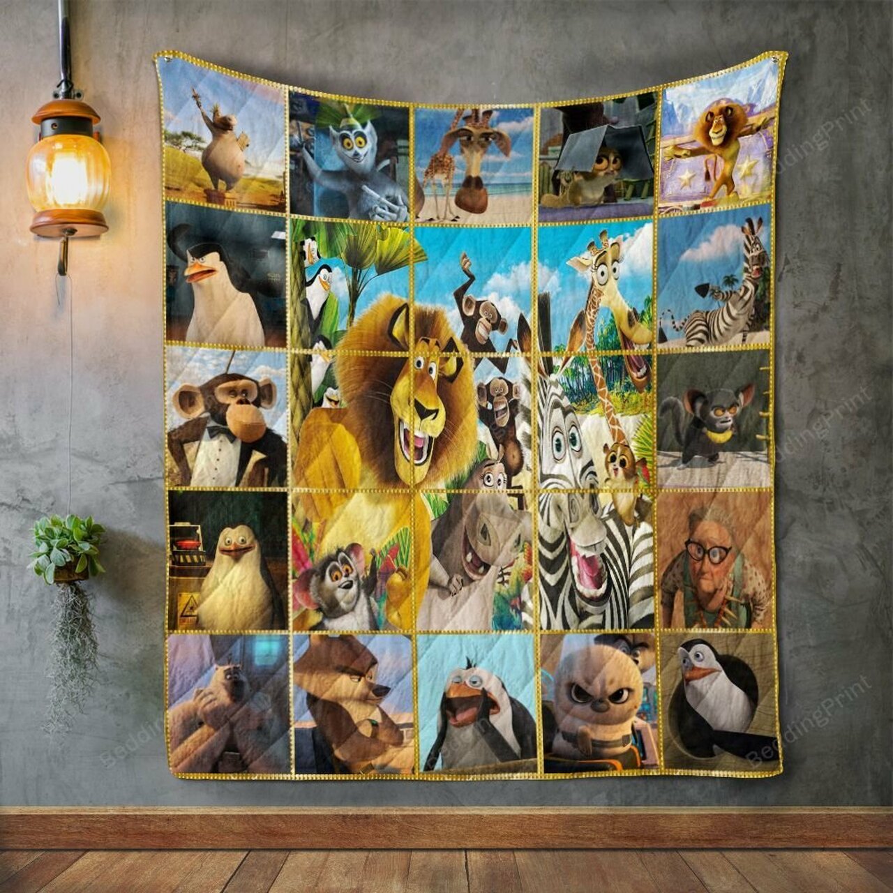 Madagascar Quilt Blanket Bedding Set, Perfect for Bedroom Decor and Family Gifts