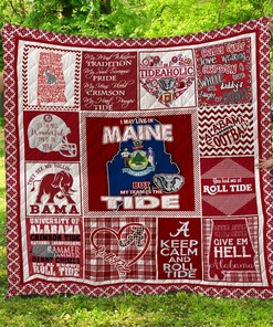 Maine Alabama Crimson Tide Maine Quilt Bedding Set Blanket Bedroom Decor, Gifts for Family