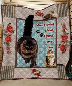 Maine Coon Cat I Found Your Paw Quilt Bedding Set Blanket