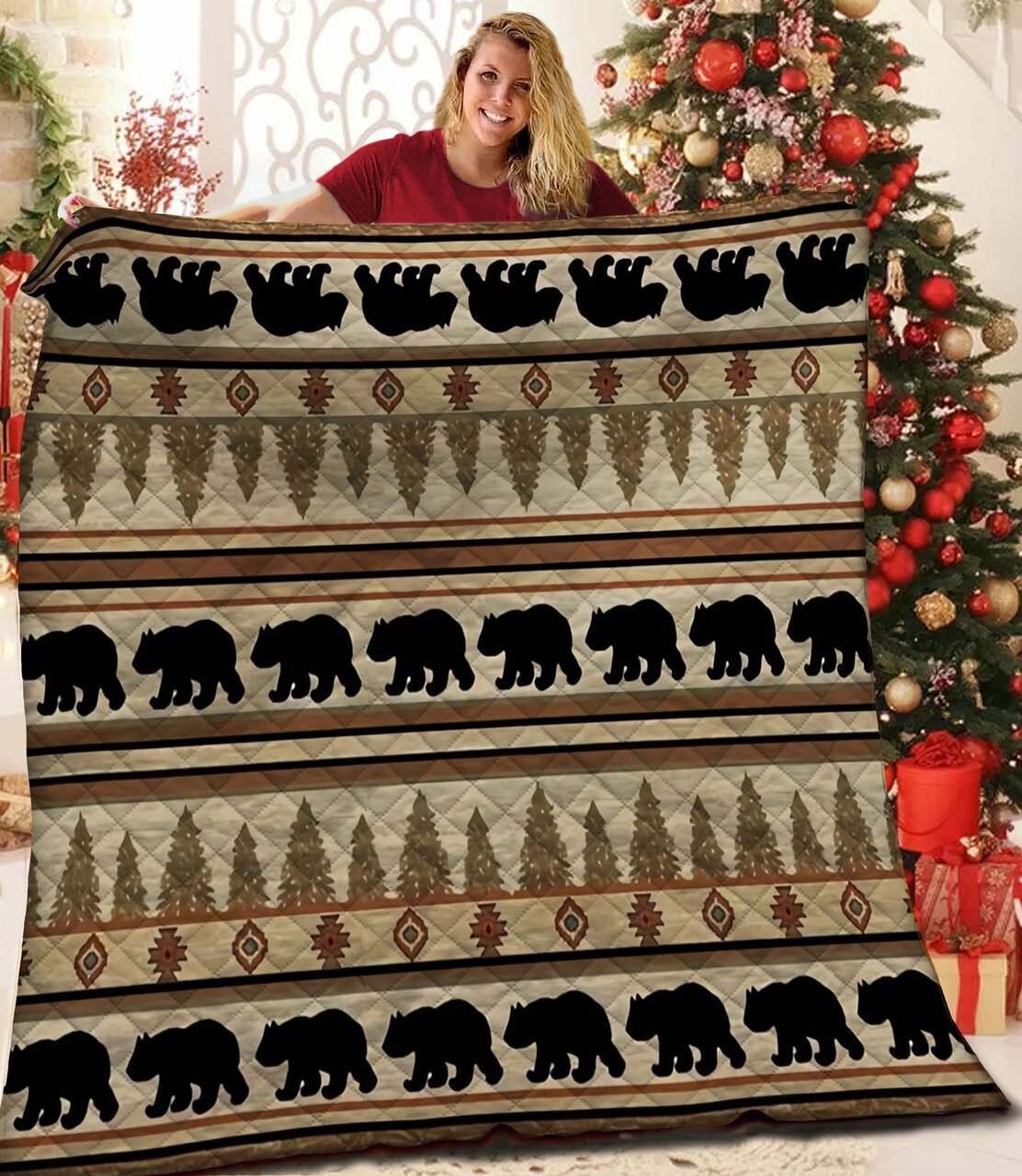 Make Your Bedding Your Own with Personalized Bear Quilt Bedding Set - Great for Home Decor and Picnics