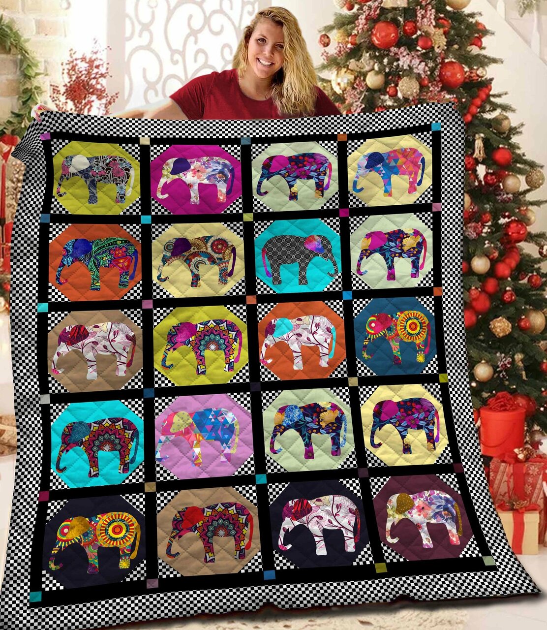 Make Your Own Elephant Quilt Bedding Set for Bedroom Decor and Gifts for Family, Great for Home Decoration and Picnic