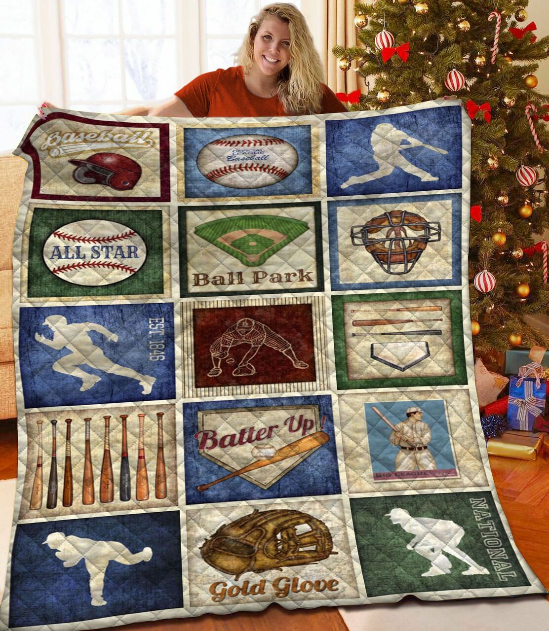 Make Your Room Stand Out with Personalized Baseball Quilt Bedding Set, Gifts for Family