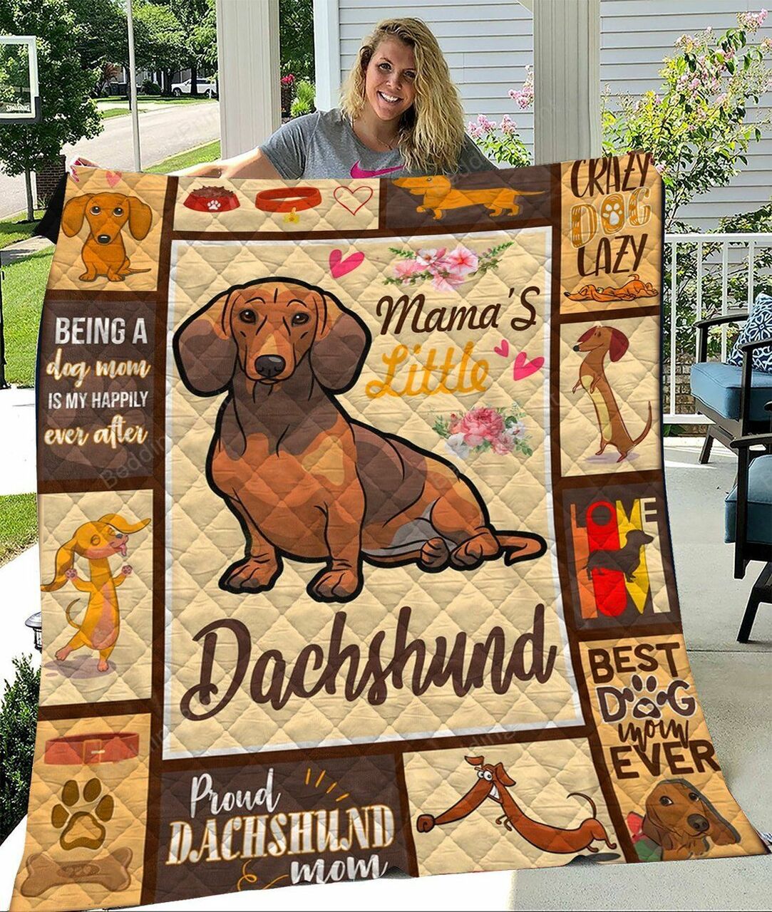MamaS Little Dachshund Quilt Bedding Set Blanket