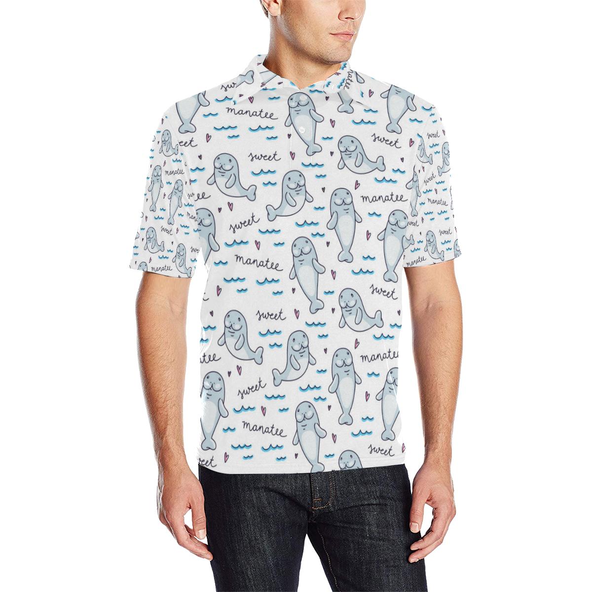 Manatee Baby Pattern Print Design 03 Men Polo Shirt