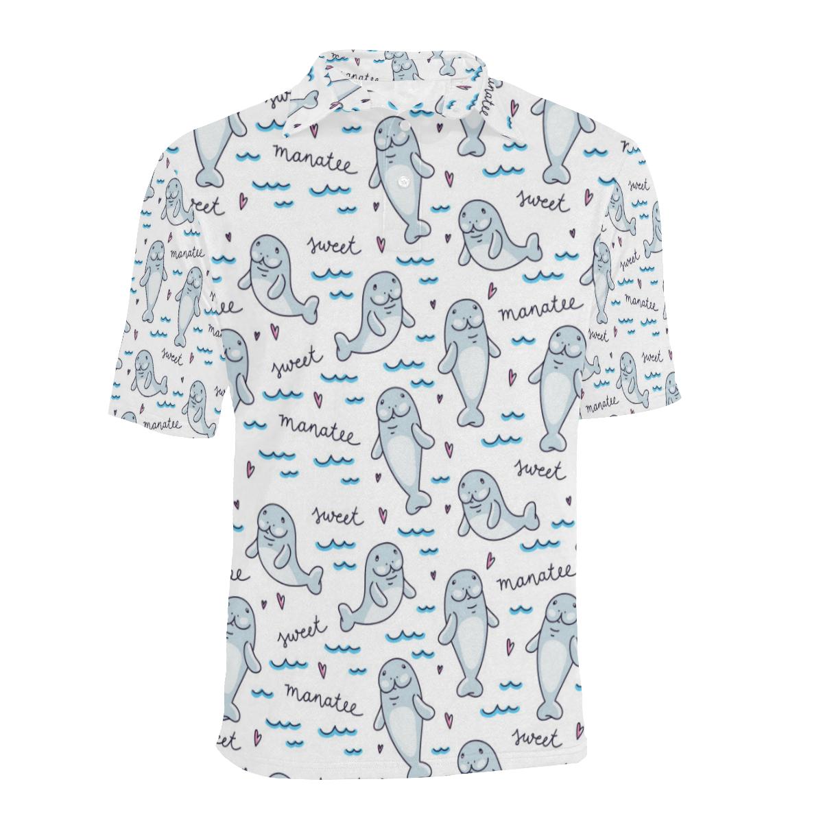 Manatee Baby Pattern Print Design 03 Men Polo Shirt - Image 2