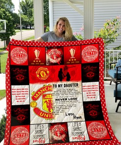 Manchester United To My Daughter Love Mom Quilt Bedding Set Bedroom Decor, Gifts for Family