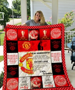 Manchester United To My Granddaughter Love Grandmom Quilt Bedding Set Bedroom Decor, Gifts for Family