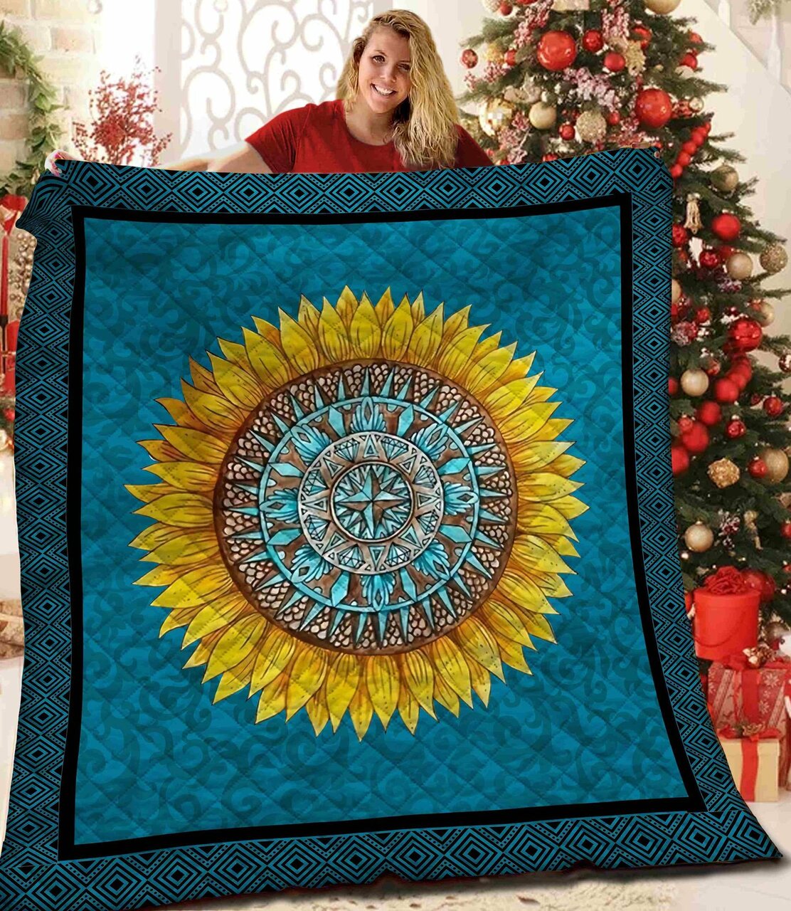 Mandala Flower Customized Quilt Bedding Set for Bedroom Decor and Gifts for Family