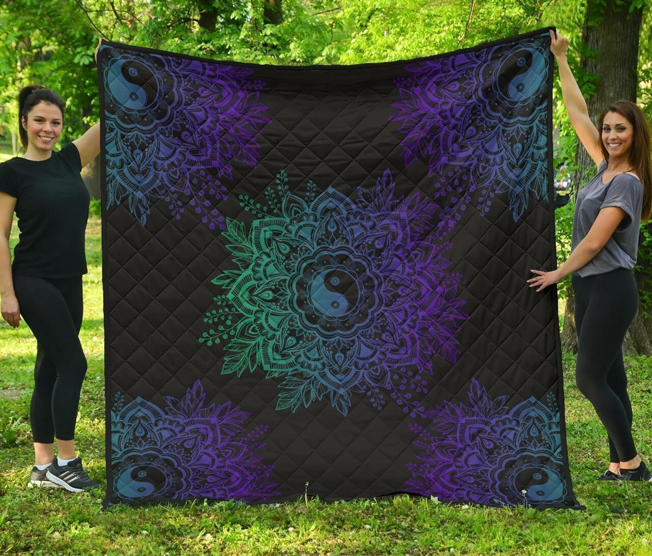 Mandalan and Yang Yoga Lover Quilt Bedding Set Great for Bedroom Decor and Family Gifts