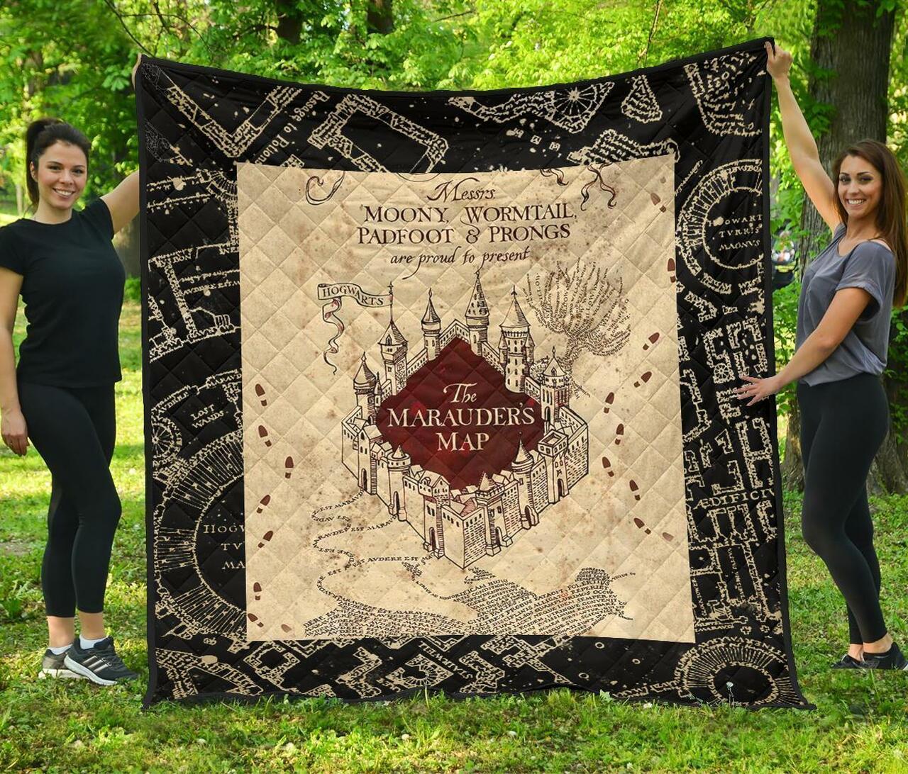 Marauders Map For Harry Potter Fan Gift Quilt Bedding Set Bedroom Decor, Gifts for Family