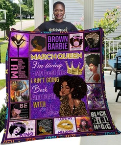 March Girl Black Queen Quilt Bedding Set Blanket Bedroom Decor, Gifts for Family