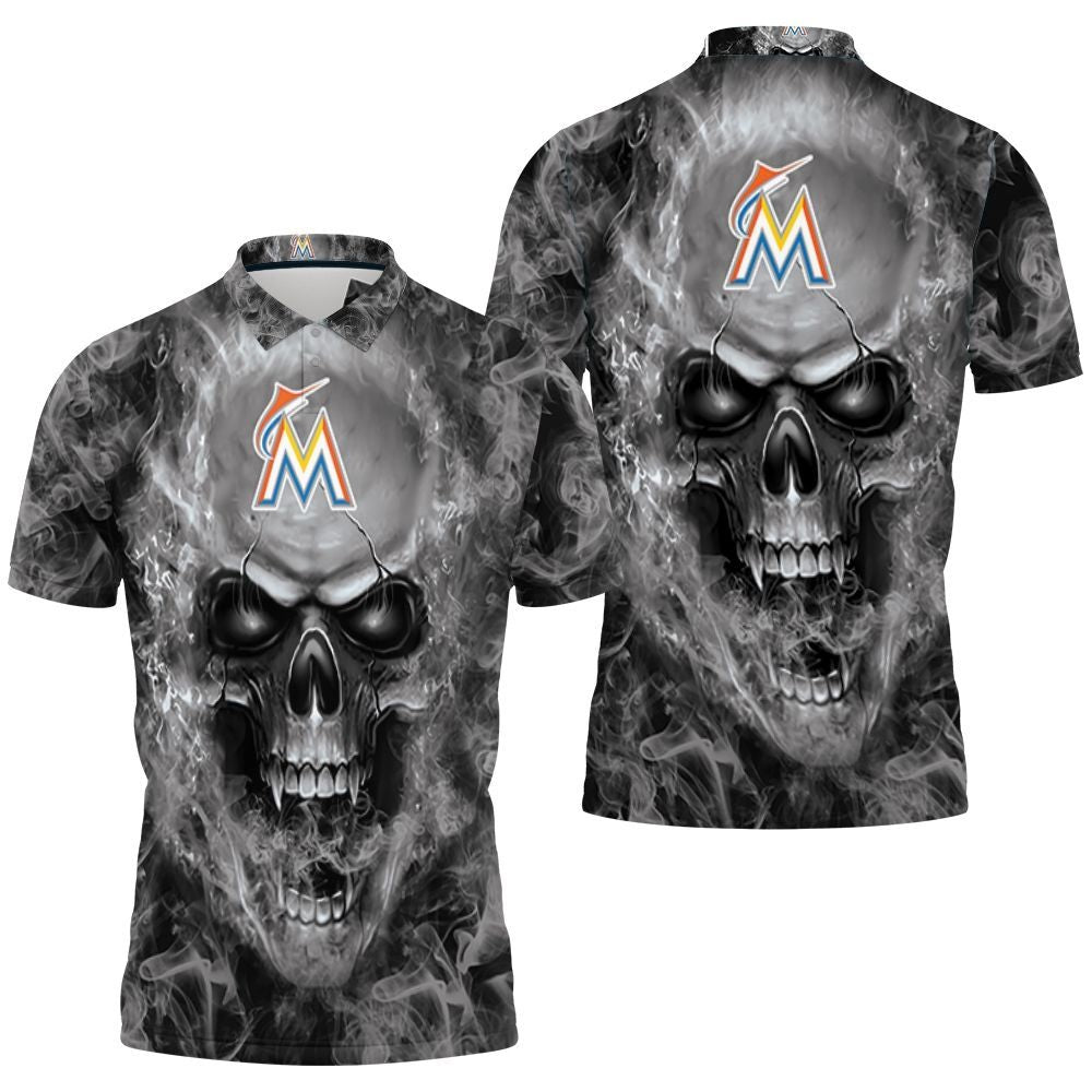 Marlins Mlb Fans Skull Polo Shirt