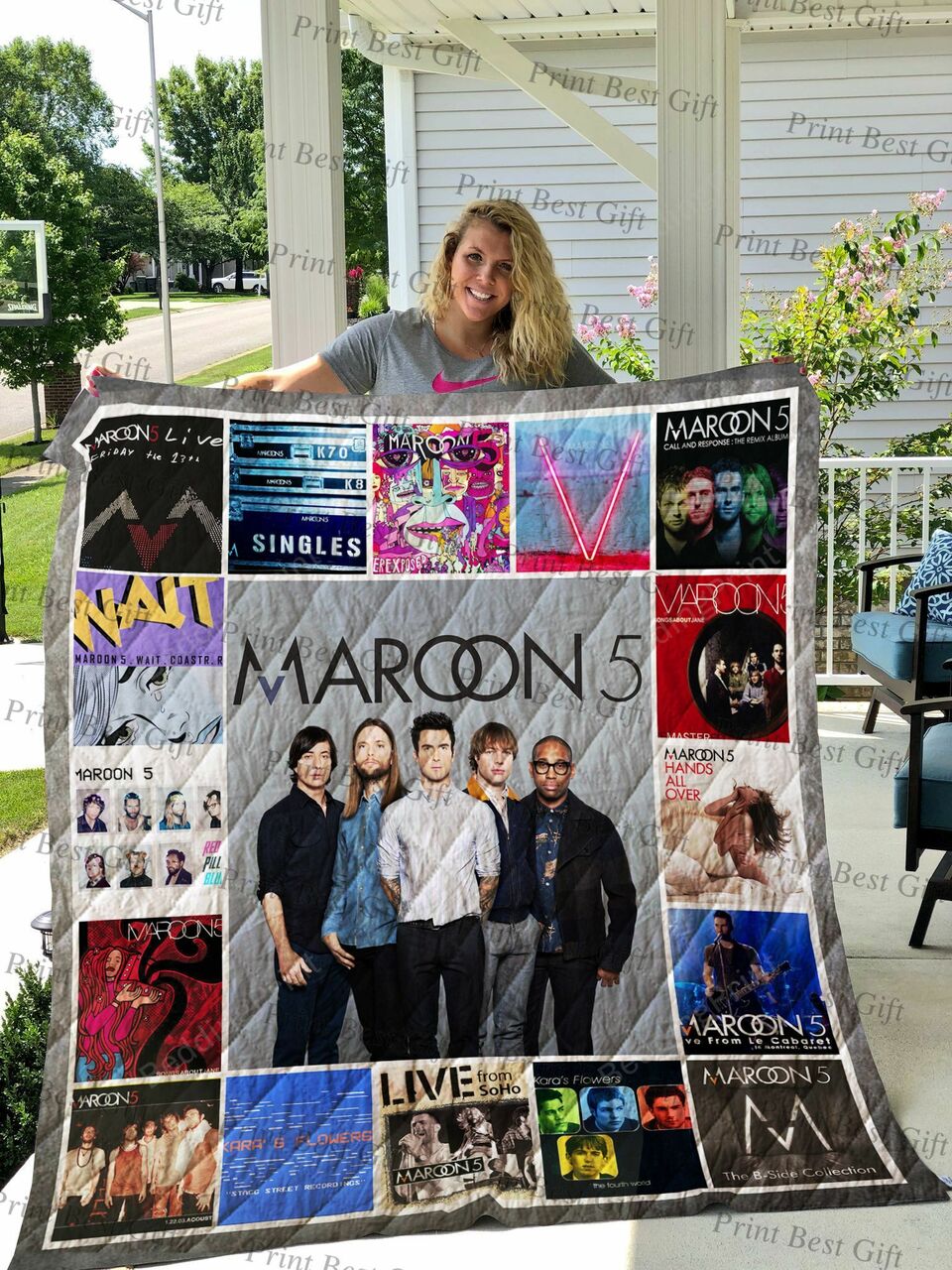 Maroon 5 Album Cover Personalized Quilt Bedding Set for Bedroom Decor and Family Gifts