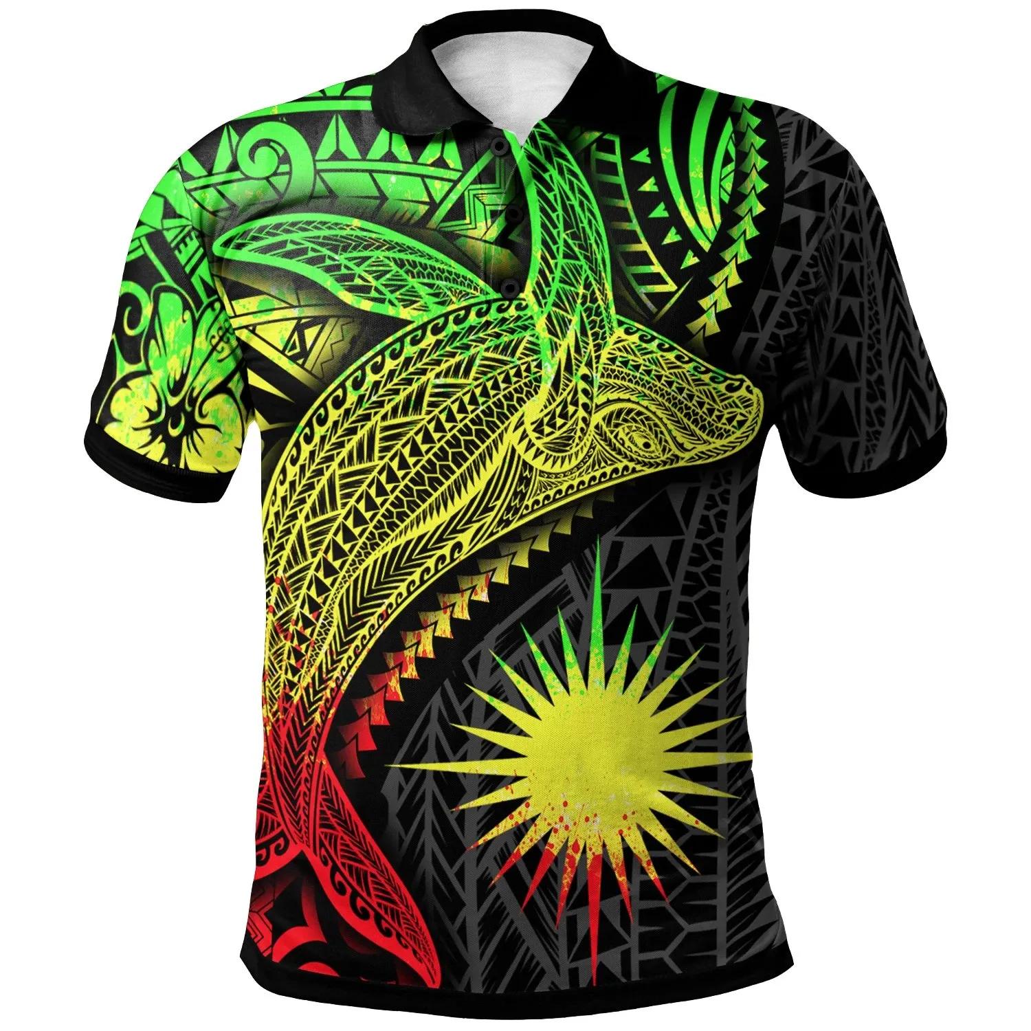 Marshall Islands Polo Shirt - Humpback Whale & Coat of Arms Reggae