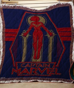Marvel Captain Marvel Silhouette Tapestry Throw Quilt Bedding Set Bedroom Decor, Gifts for Family