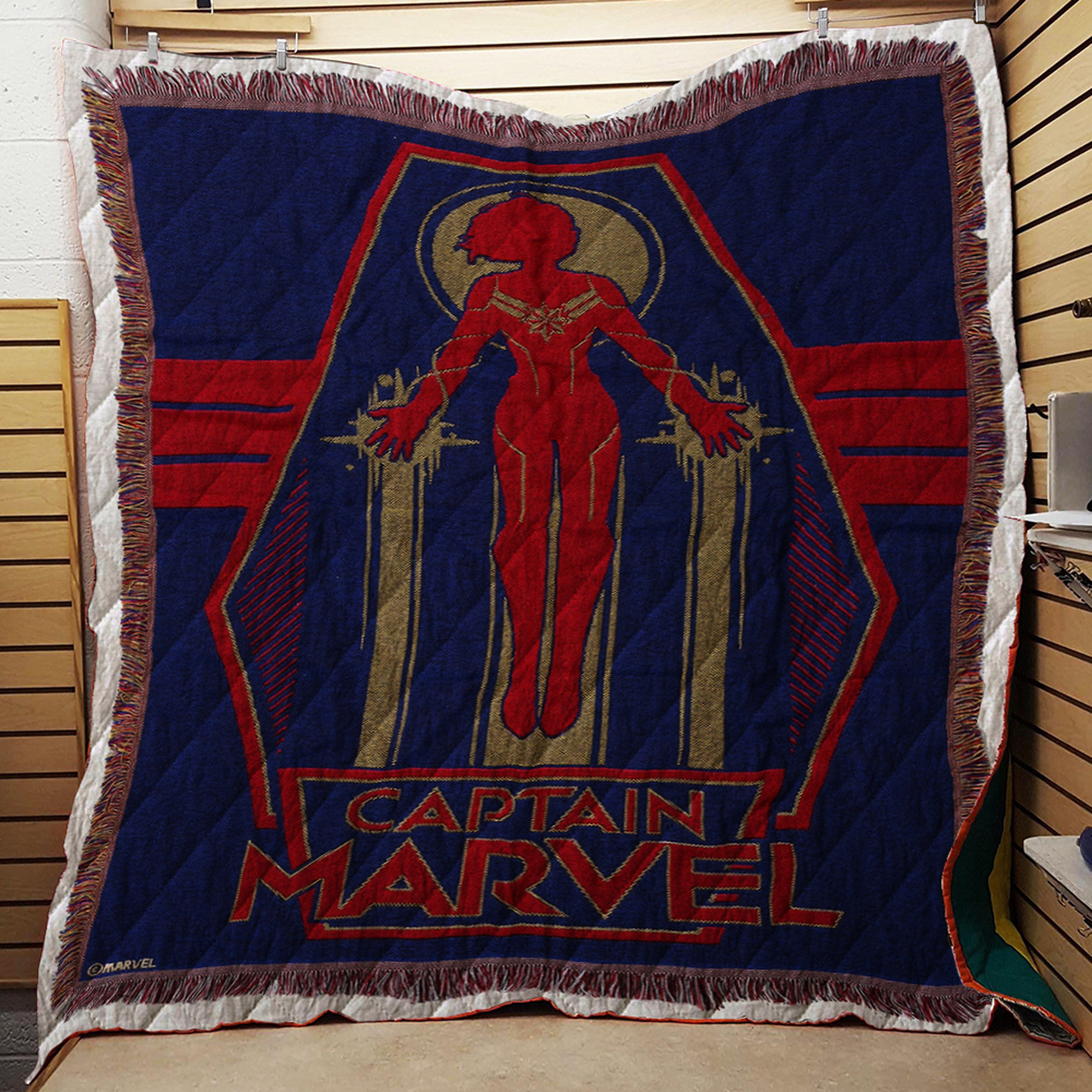 Marvel Captain Marvel Silhouette Tapestry Throw Quilt Bedding Set Bedroom Decor, Gifts for Family