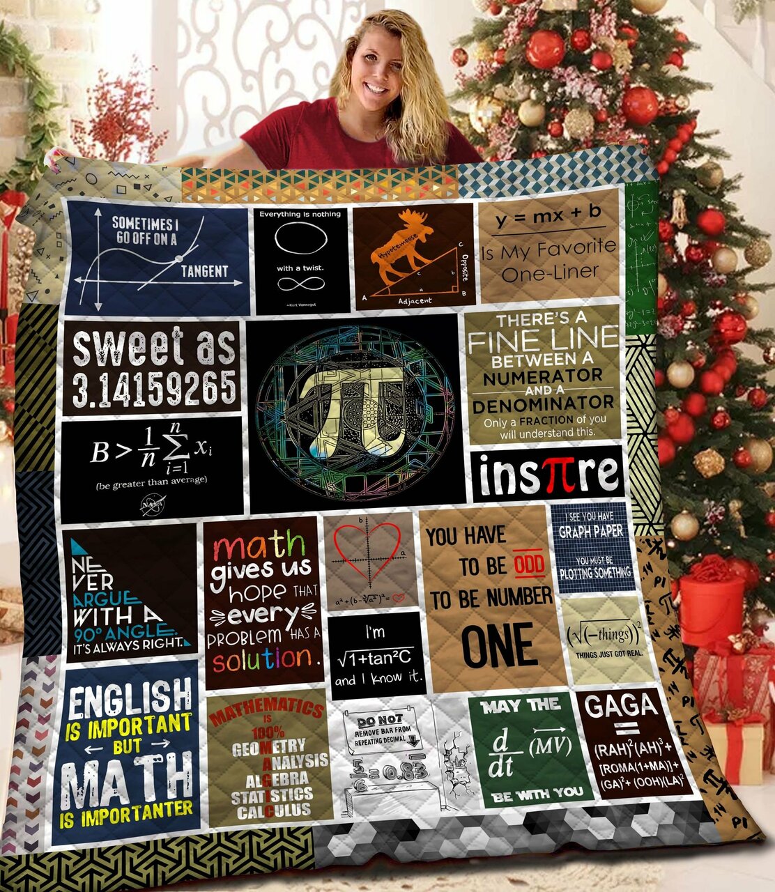 Math Quilt Bedding Set Bedroom Decor, Gifts for Family