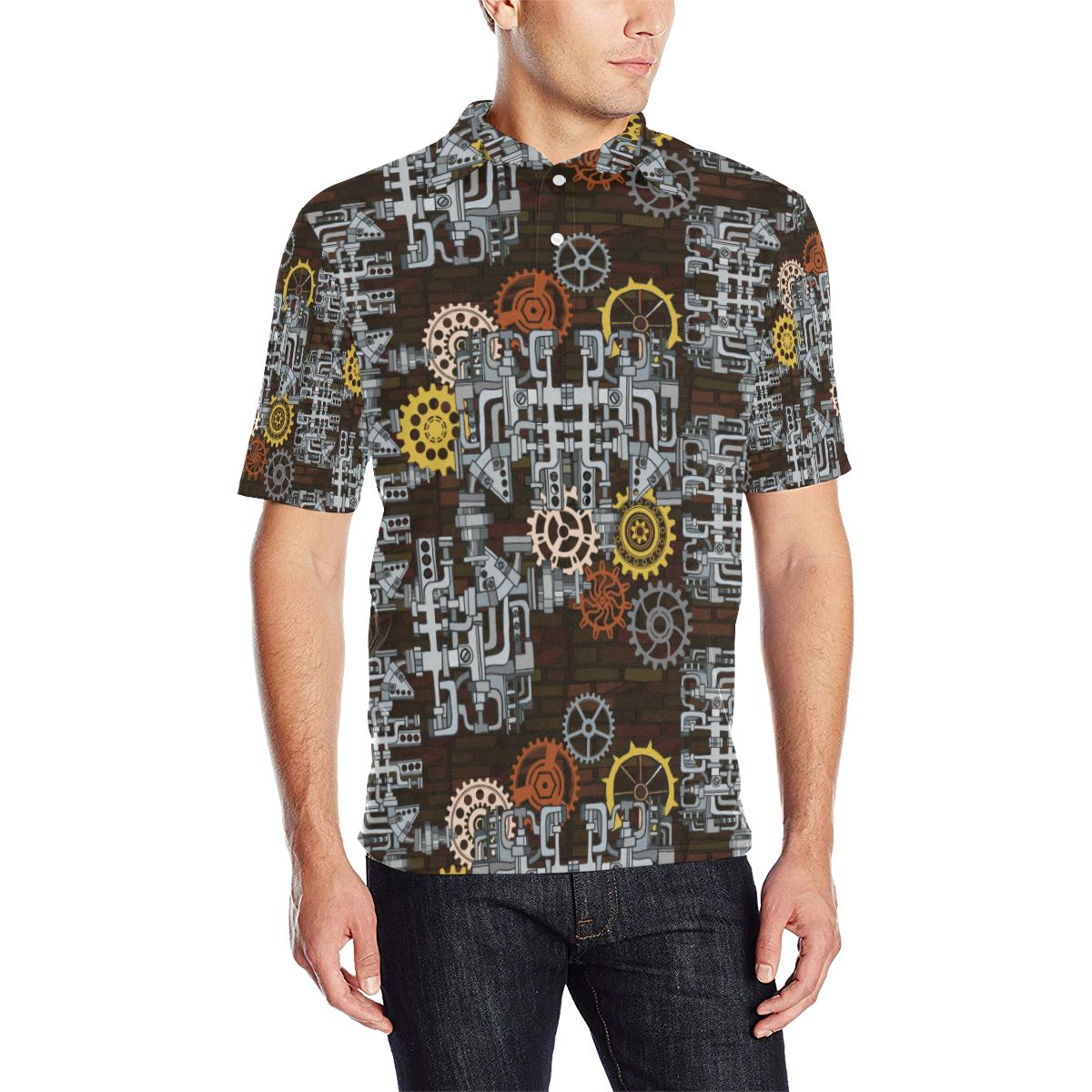 Mechanic Pattern Print Design 04 Men Polo Shirt