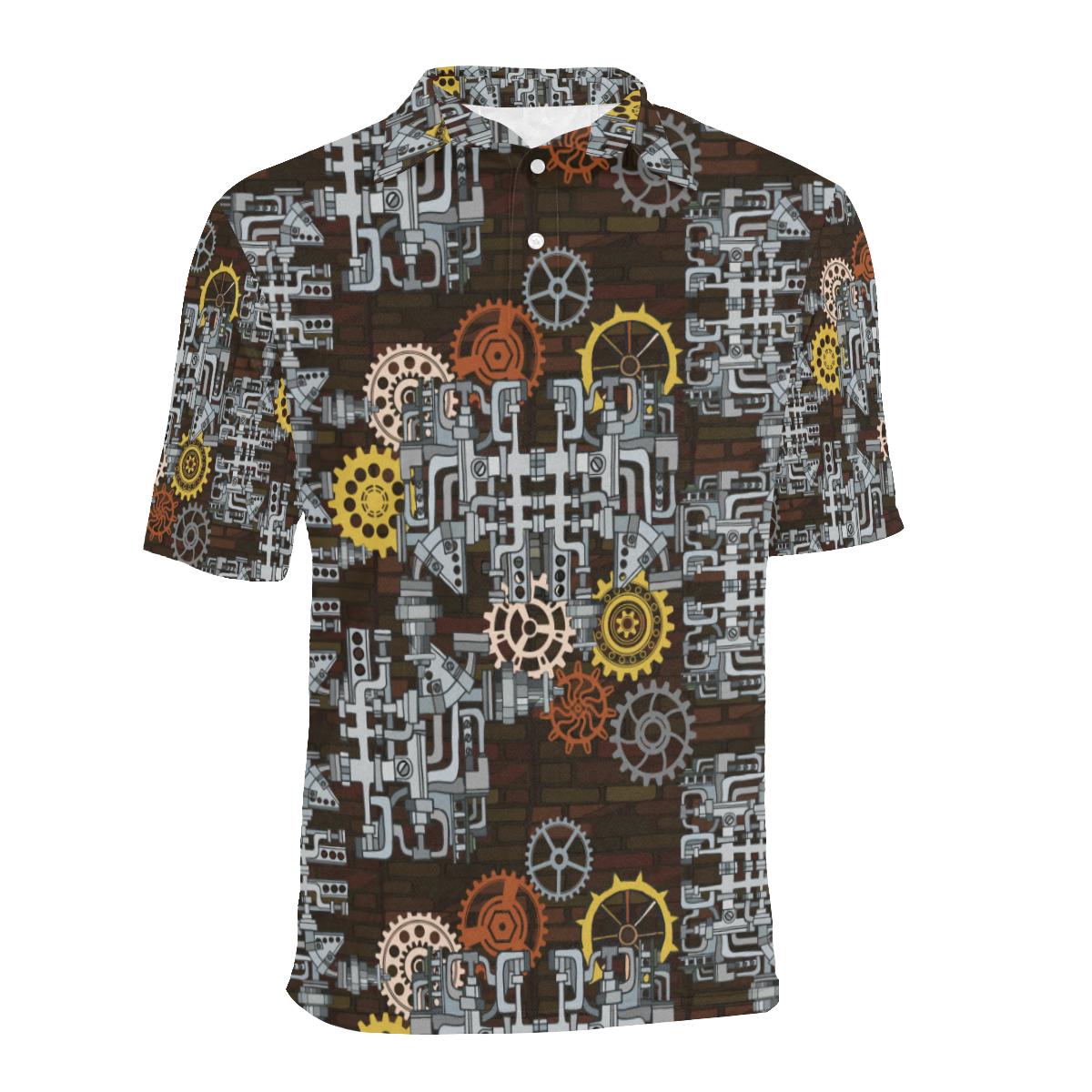Mechanic Pattern Print Design 04 Men Polo Shirt - Image 2