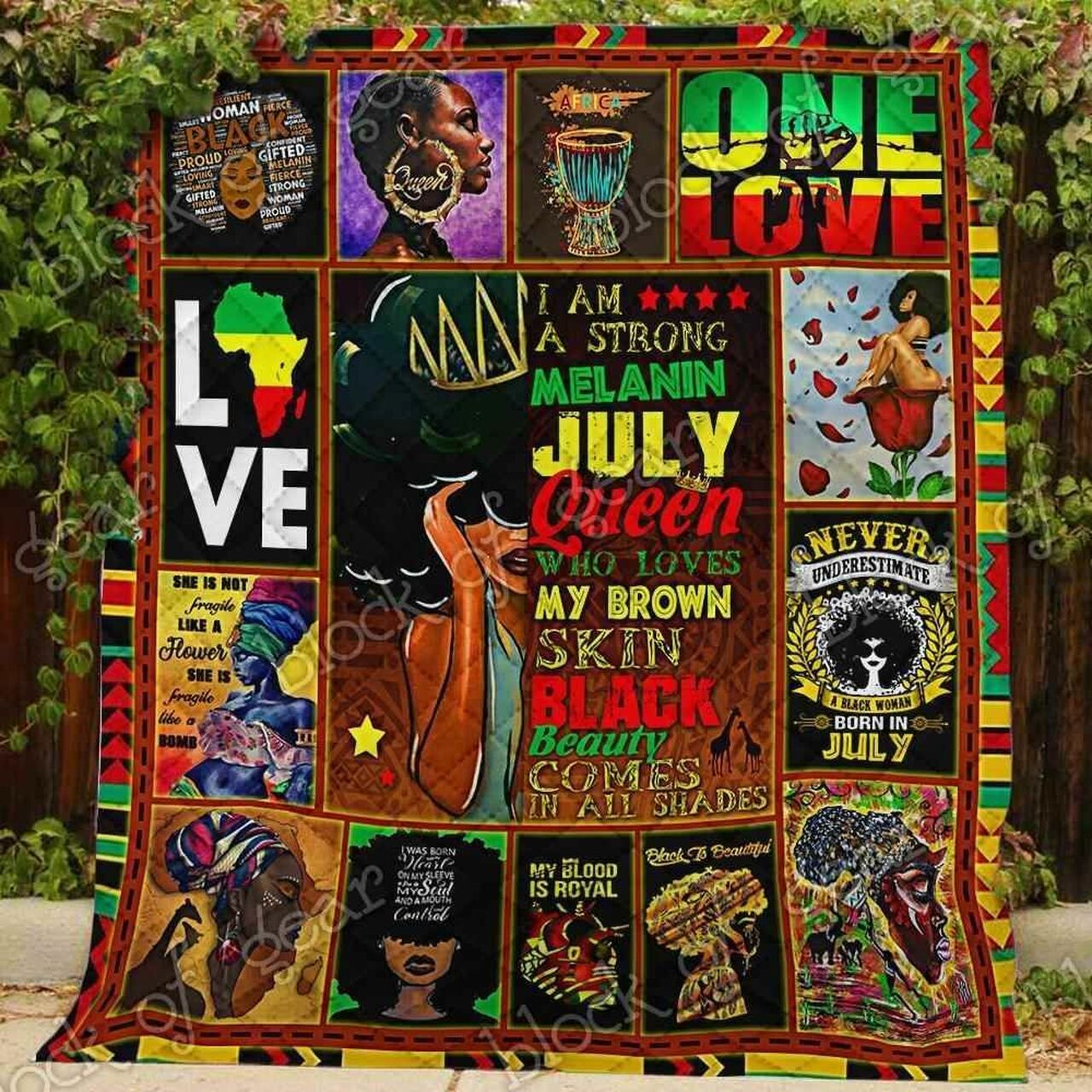 Melanin July Queen Personalized Blanket Quilt Bedding Set - Ideal Gifts for Family