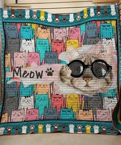 Meow Cat Personalized Quilt Bedding Set - Great for Bedroom Decor and Family Gifts