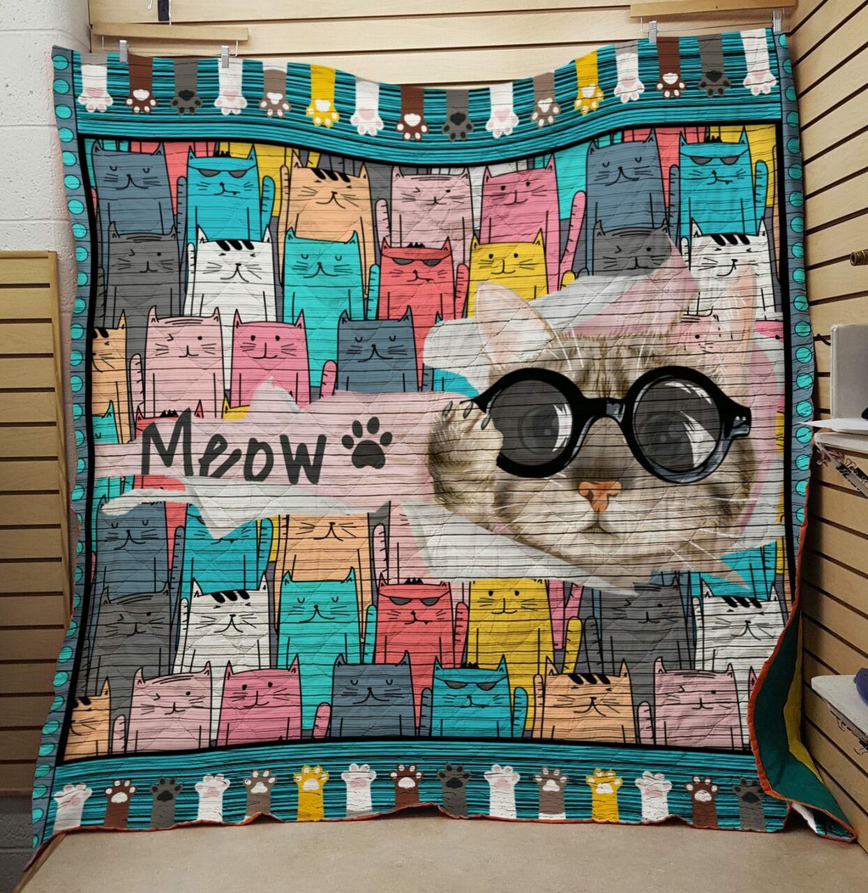 Meow Cat Personalized Quilt Bedding Set - Great for Bedroom Decor and Family Gifts