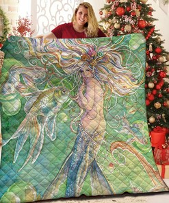 Mermaid Personalized Quilt Bedding Set - Great for Home Decoration and Family Gifts