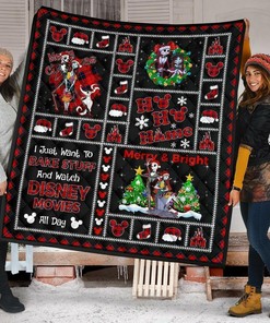 Merry Christmas Jack & Sally Xmas Gift Quilt Bedding Set Bedroom Decor, Gifts for Family