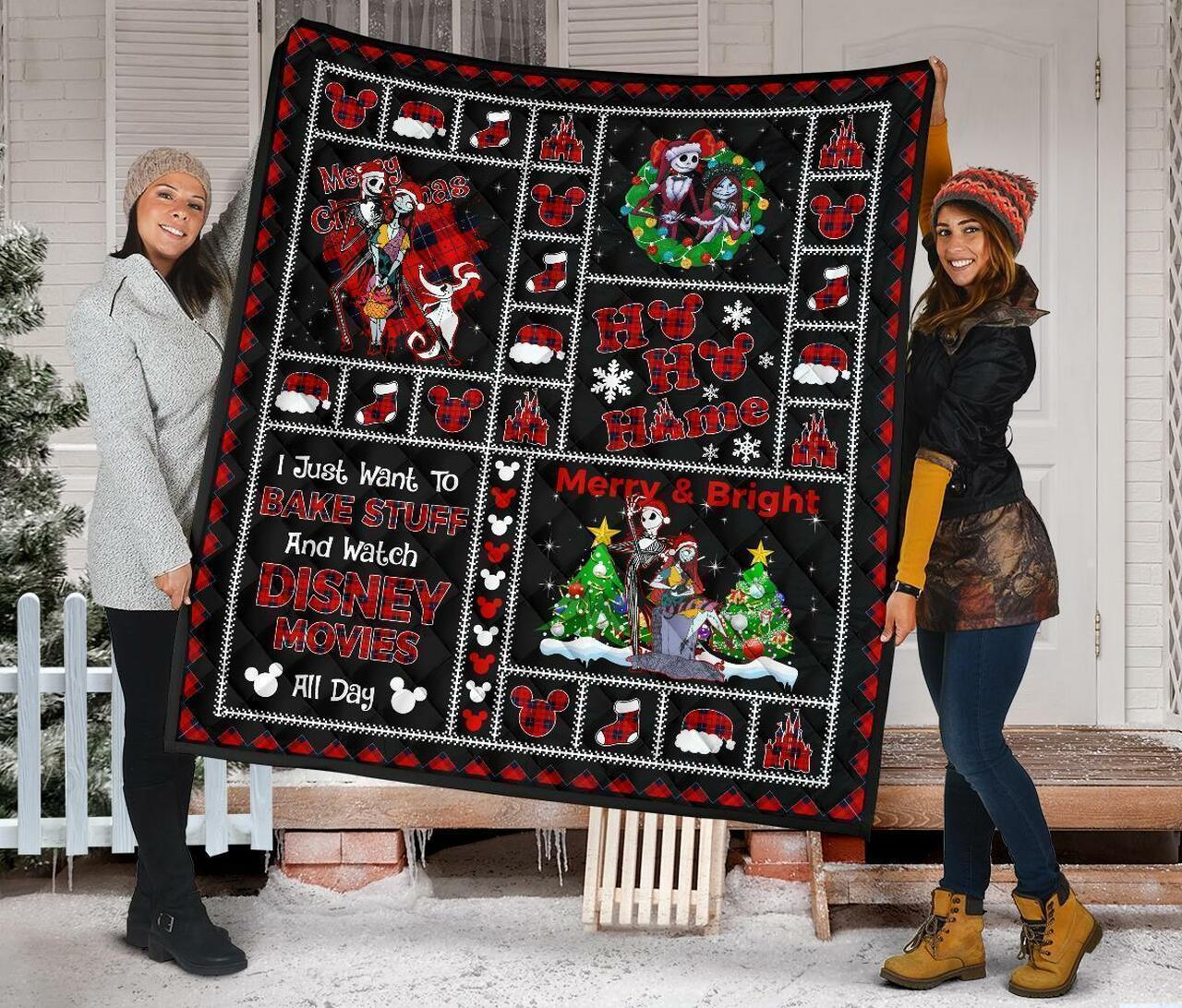 Merry Christmas Jack & Sally Xmas Gift Quilt Bedding Set Bedroom Decor, Gifts for Family