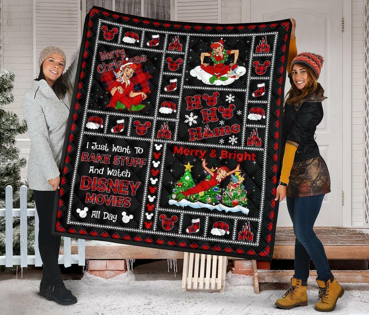 Merry Christmas Peter Pan Tinker Bell Xmas Gift Quilt Bedding Set Bedroom Decor, Gifts for Family