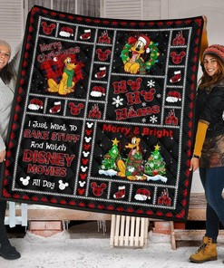 Merry Christmas Pluto Xmas Gift Disney Fan Quilt Bedding Set Bedroom Decor, Gifts for Family