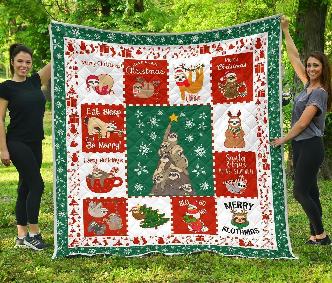 Merry Slothmas Xmas Gift For Sloth Lover Quilt Bedding Set Bedroom Decor, Gifts for Family