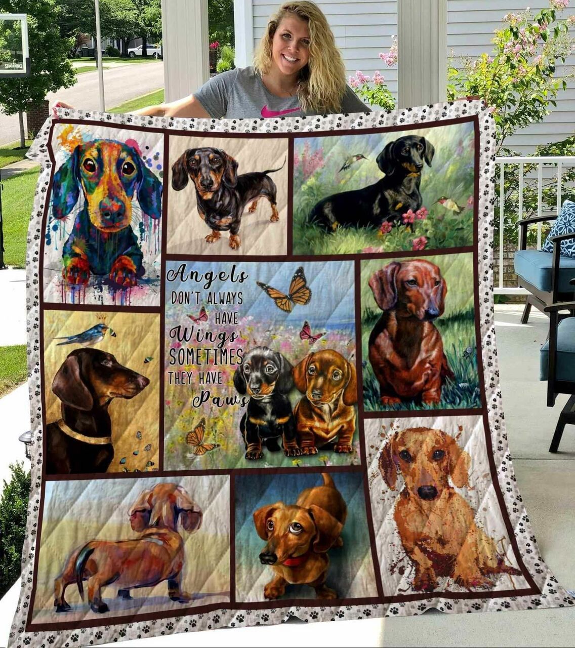Mhqd00030 Dachshund Personalized Quilt Bedding Set Blanket for Home Decoration and Gifts for Family