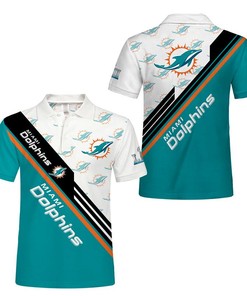 Miami Dolphins Button Up Polo Shirt Gifts for Fans