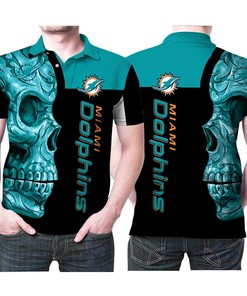 Miami Dolphins Nfl Skull 3D Printed Polo Shirt Gifts for Fans