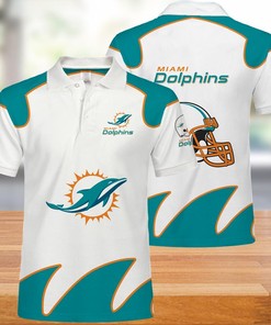 Miami Dolphins Polo Shirts White Gifts for Fans