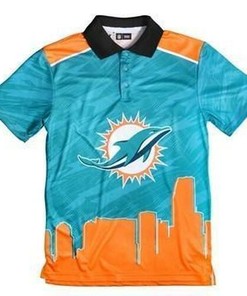 Miami Dolphins Thematic Polyester Polo Shirt 3D All Over Print Shirt3924