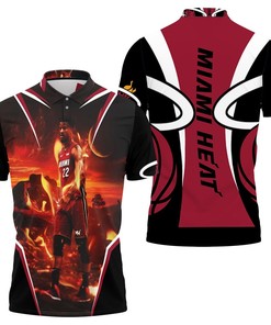Miami Heat Jimmy Butler 22 Walk On Fire For Fan Polo Shirt